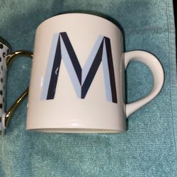 White Mug With Large Gold And Blue “M”