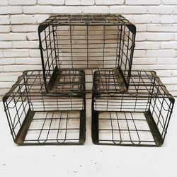 Vintage iron wire baskets.