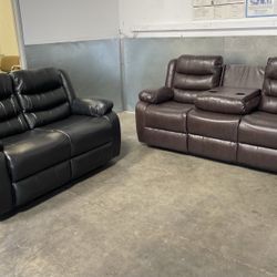 Brand new sofa set, recliner, cup holder 