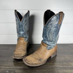 J.B. Dillon Reserve Women's Square Toe Leather Western Boots CD4 Blue Size 8B