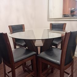 Glass Top Dining Table with 4 Chairs