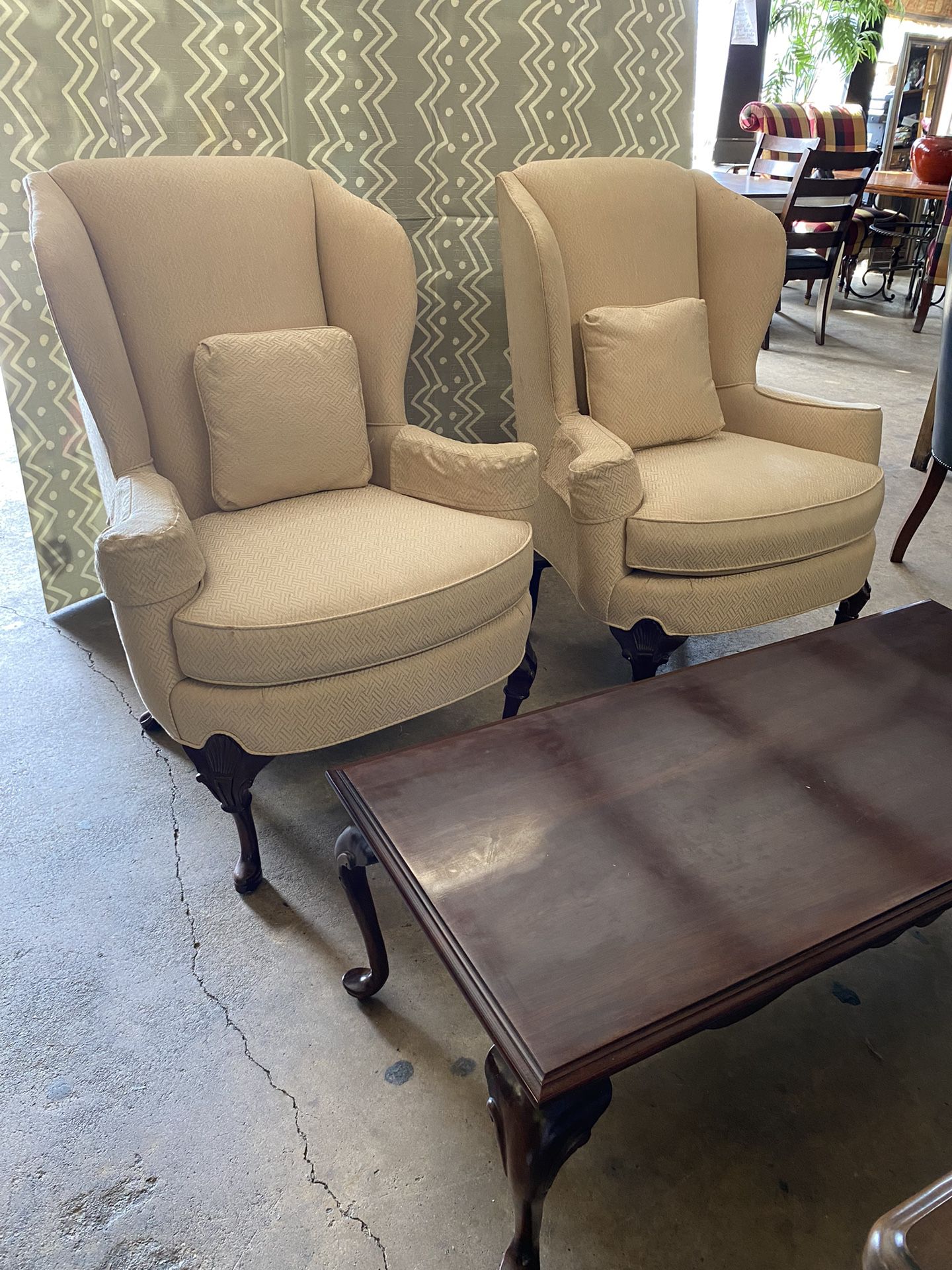 Pair Of Hickory Wingback Chairs 