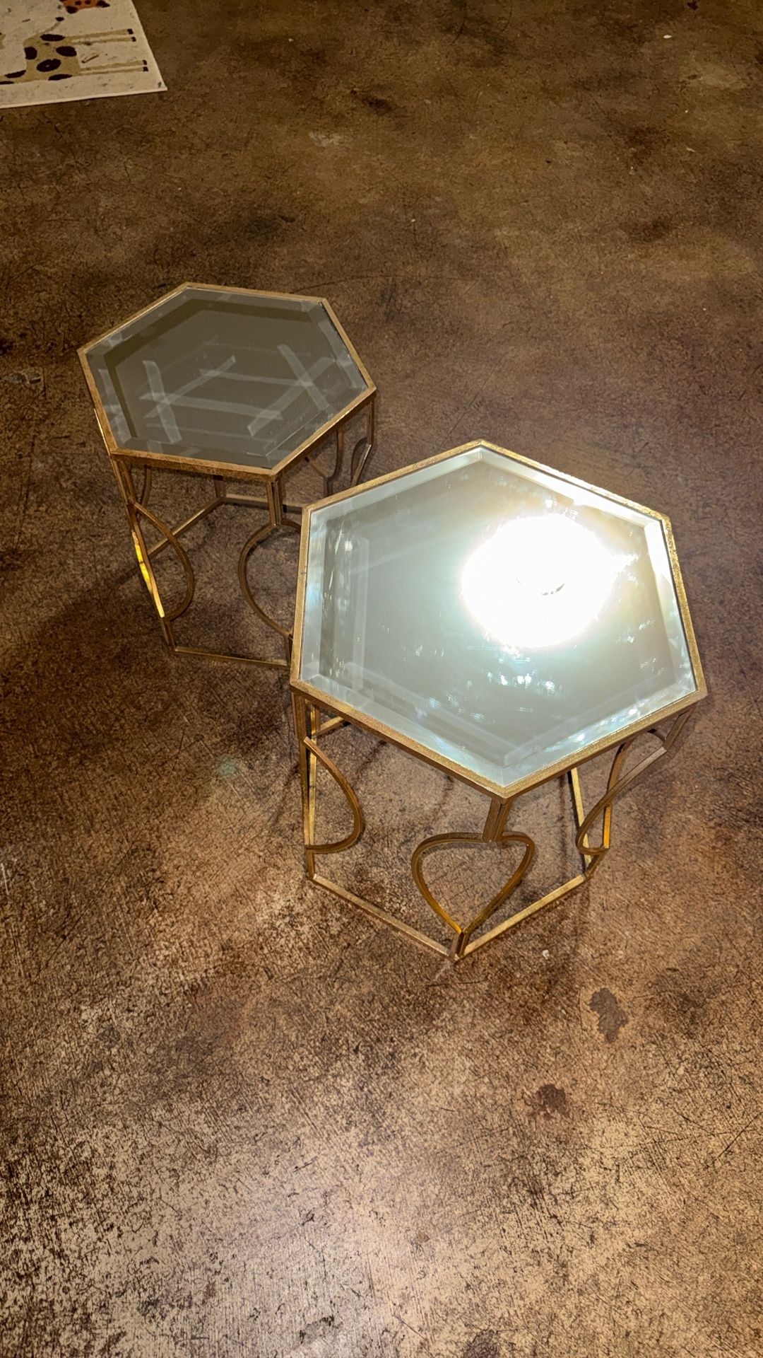 two small mirror tables