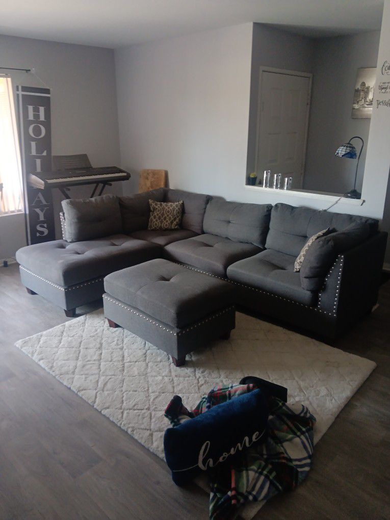 Sofa/ Couch Set With Ottoman And Pillows