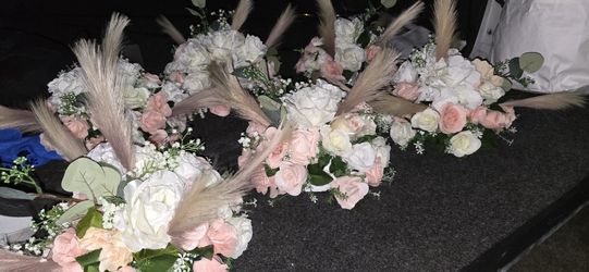 Centerpieces Blush Pink And White With Pampas