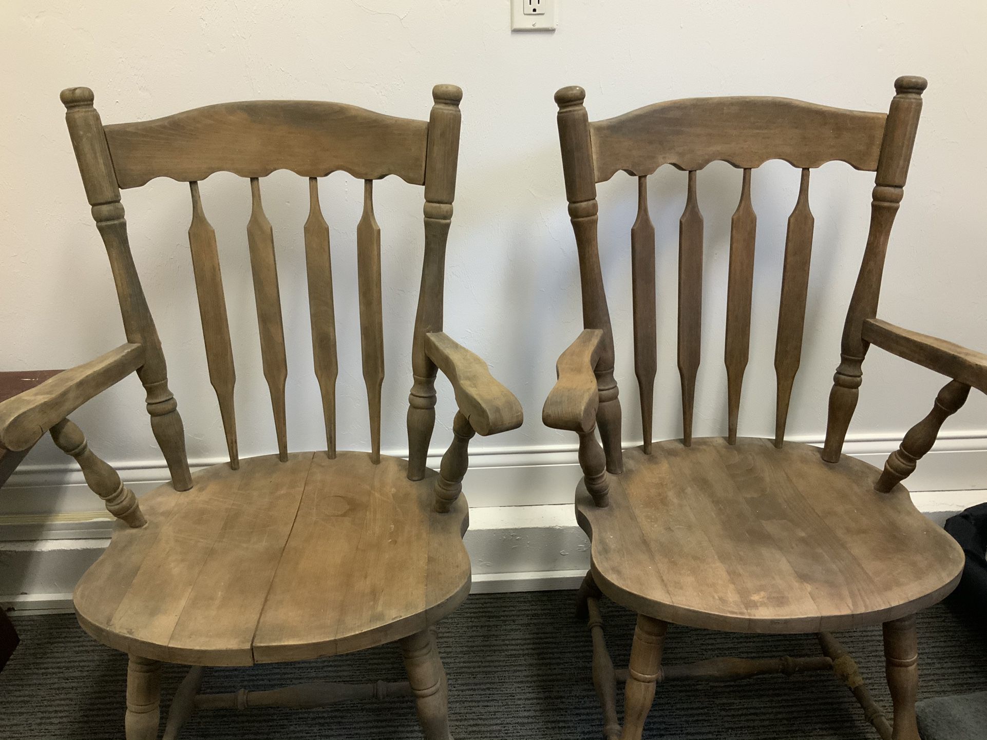 Pair Of Antique Spindle Back Chairs. Made In Yugoslavia.