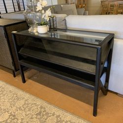 MC Style Black And Glass Console Table