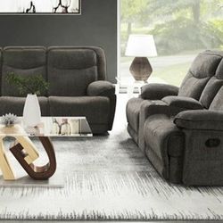 Set De Sala Reclinable Brown 