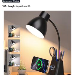 Sailstar Desk Lamp for Home Office, 10W Wireless Charging, Eye-Caring LED Desk Light, CRI 95+ 3 Color Modes Stepless Dimming Pen Holder, 360° Flexible