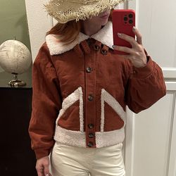 THE GREAT. Peak Coat Sherpa Trim Jacket