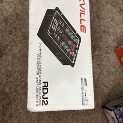 Rockville RDJ2 2-Channel DJ Mixer USB Playback, Cue Monitor, Talkover, 4 Line Inputs, Compact, Portable, for Beginner DJs and Small Events