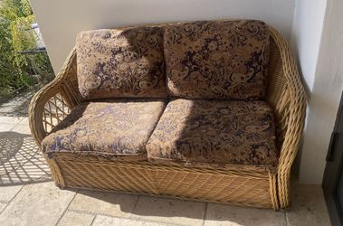 MidCentury Rattan Wicker Weave Loveseat