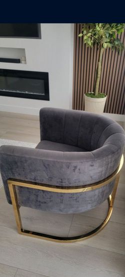 2 Accent Chairs Gray/Gold