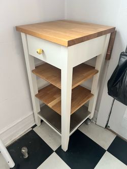 White Expandable IKEA Kitchen Island Cart
