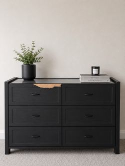 Black Dresser with 6 Drawers – TV Stand Friendly