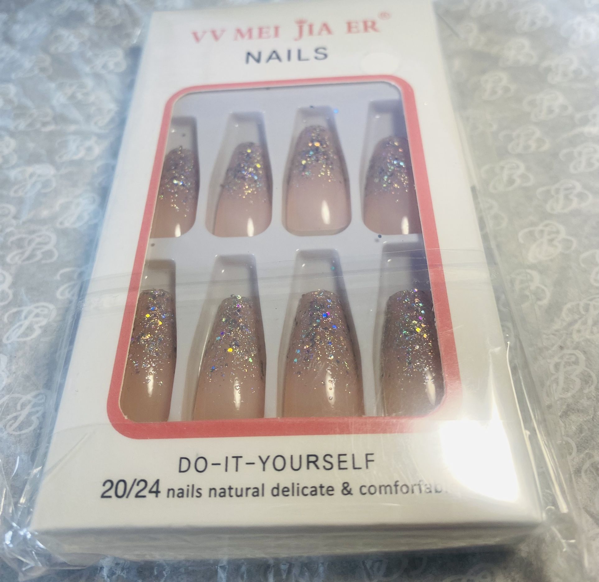 Press On Nails Fake Nails Glitter Tip Glue Nails