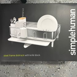 Simple Human Steel Frame Dish Rack With Knife Block