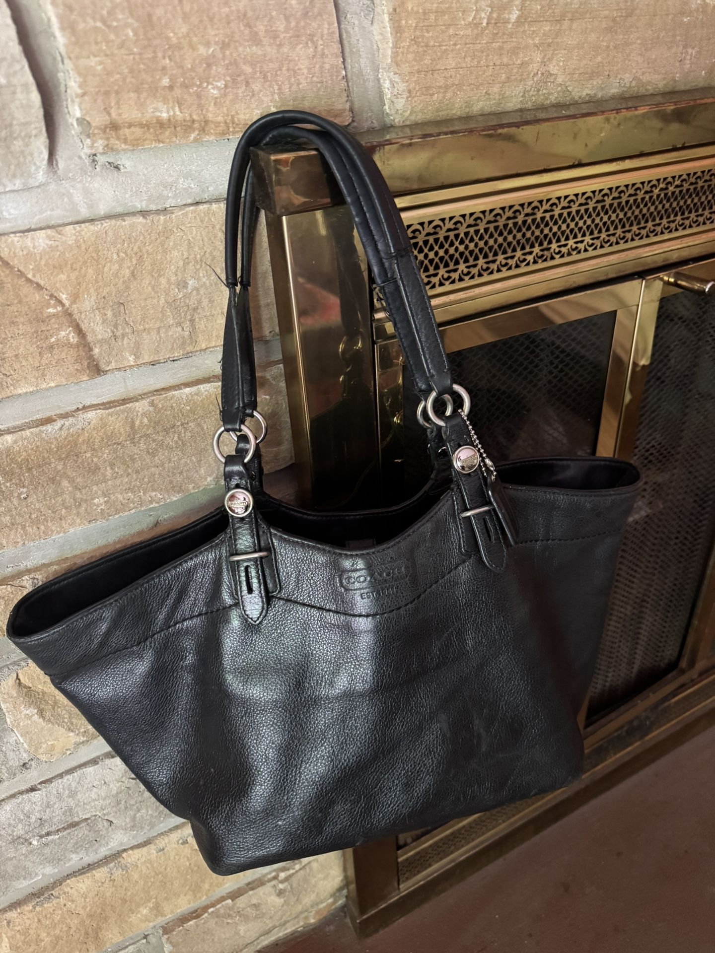 Coach Black Leather Tote Purse