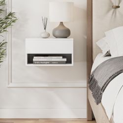 White floating nightstand
