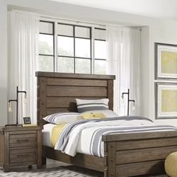 Beautiful Recline Wood Queen Bed And Night Stand