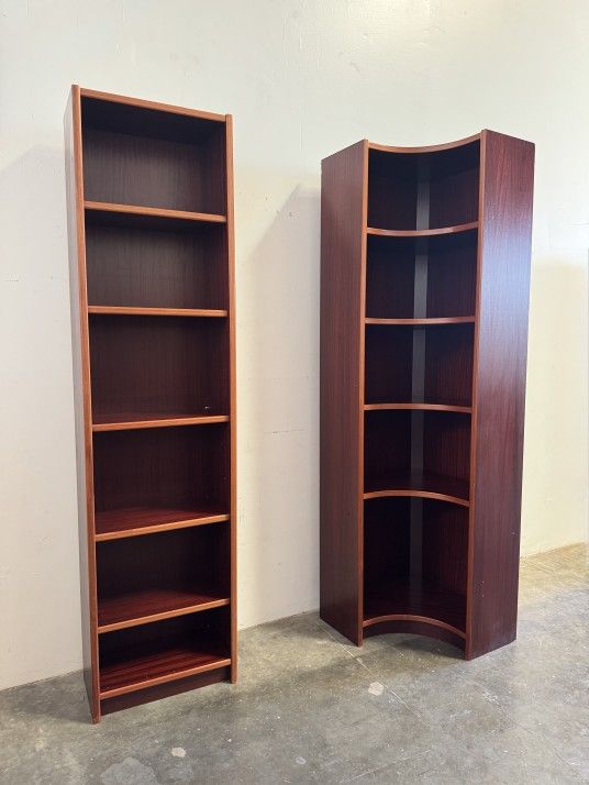 Danish Teak Wood Bookcase Shelving Unit - Mid Century Modern Bookshelf 1960s