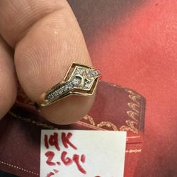 14K Solid Gold Wedding Ring With Natural Diamonds 💎 Stones 2.6Gr Size 7.5