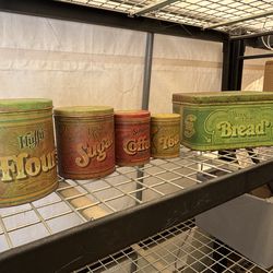 Vintage Canisters and bread box