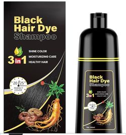 KINGMING Black Hair Dye Shampoo 3 in 1 for Gray Hair Hair color shampoo for women and men, at-home gray and white hair coverage, black color