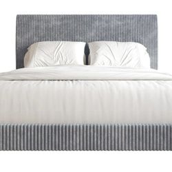 Twin Size Platform Bed Velvet Gray NEW NO MATTRESS 