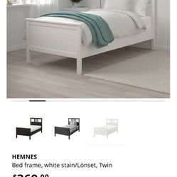 Two IKEA hemnes twin bed frames worth $740 Total
