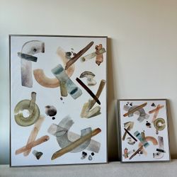 Modern Abstract Framed Art - Minimalist Neutral Canvas Wall Decor (Set or Individual)