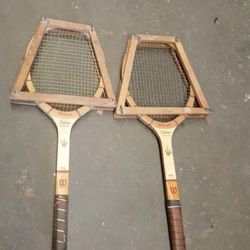 Vintage WILSON Jack Kramer autograph wooden tennis racquet Racquets