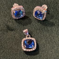 925 Silver Earrings & Pendant With Cubic Zirconias