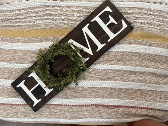 Rustic HOME Sign with Wreath Accent