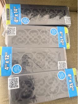 Set of 4 Decorative Floor Registers / Vent Covers – 4” x 12” & 4” x 14
