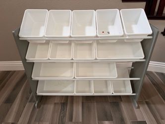 Toy storage organizer with bins