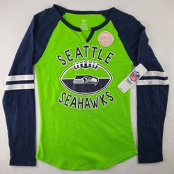 Seahawks Girls Long-Sleeve Shirt, Glitter Accent M 10/12