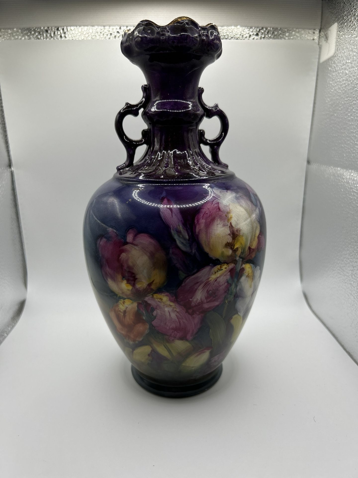 1755 Antique 11” Royal Bonn Germany Hand Painted and Gilded Flower Vase