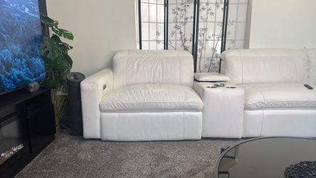 White leather electric couch