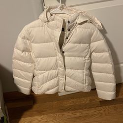 J.Crew White Sherpa Lined Puff Jacket - Smal