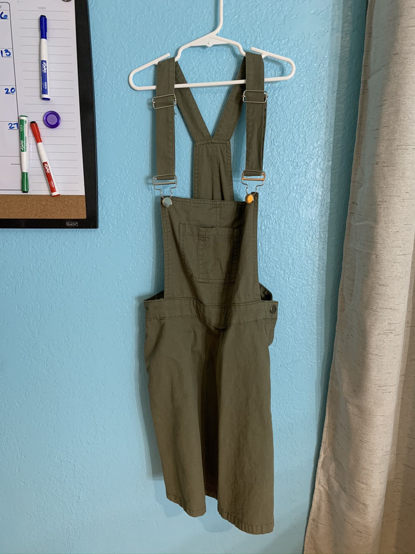 Olive green overall dress