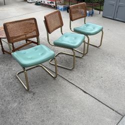 Rattan and gold chairs - vintage