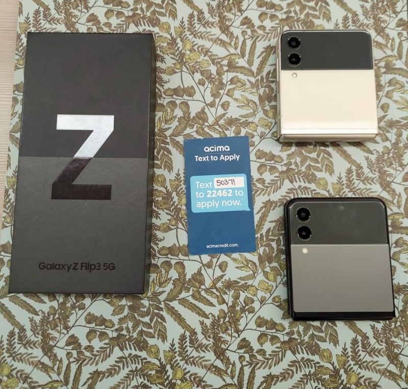 SAMSUNG GALAXY Z FLIP 3 5G UNLOCKED. FREE SMARTWACH/ HEADPHONES. PAY $1 TODAY REST IN PAYMENTS. NO CREDIT NEEDED FINANCING