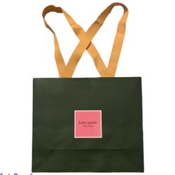 Authentic Kate Spade Green Gold Pink Shopping Jewelry Gift Bag