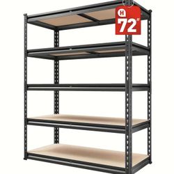 2000LBS Garage Shelving 72''H Storage Shelves Heavy Duty Shelving 5 Tier Metal Shelves For Garage