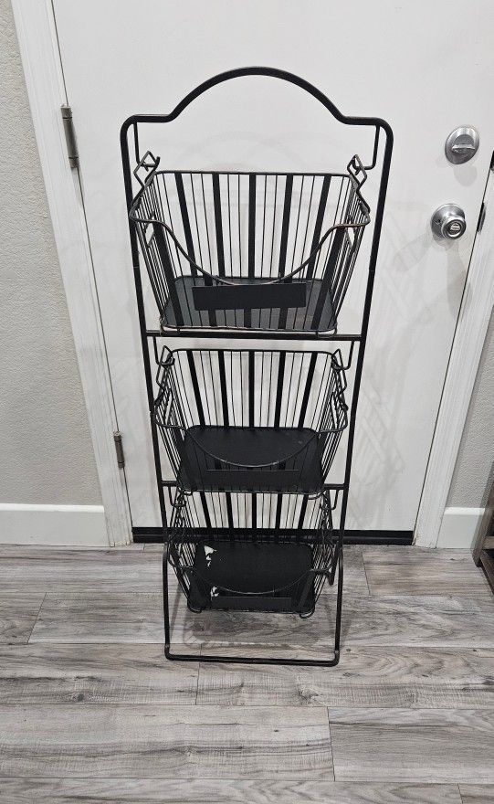3-Tier Metal Wire Storage Basket Stand with Removable Baskets