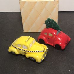 (2) 1987 Dept 56 Christmas Car Decorations 