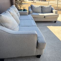 Beautiful Gray Sofa Set ( Sofa with Love Seat ) Very comfortable and sturdy!