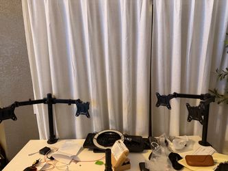 (2) two sets of dual double monitor stands clamp on style