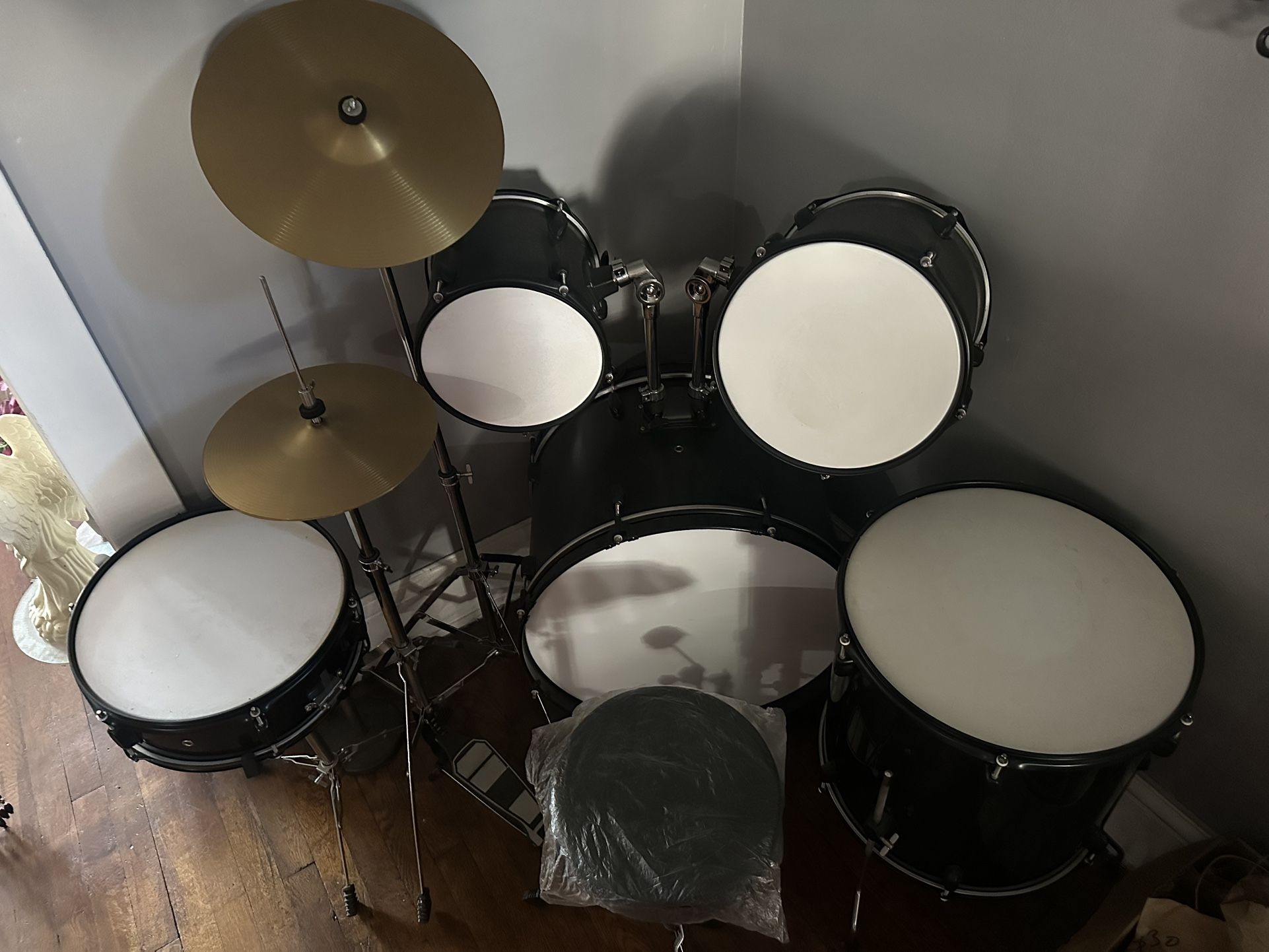 8-Piece Full Size Complete Adult Drum Set W/Cymbal Stands, Stool, Drum Pedal, St
